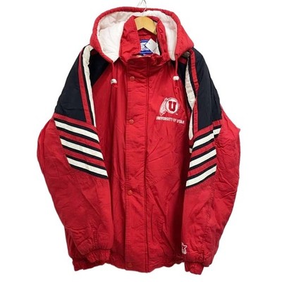 Vintage University Of Utah Utes Starter Puffer Jacket Red Mens Size 2XL