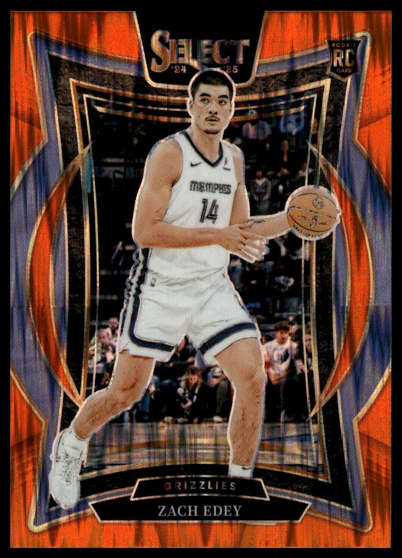 2024-25 Panini Select #98 Zach Edey Orange Flash Prizm RC