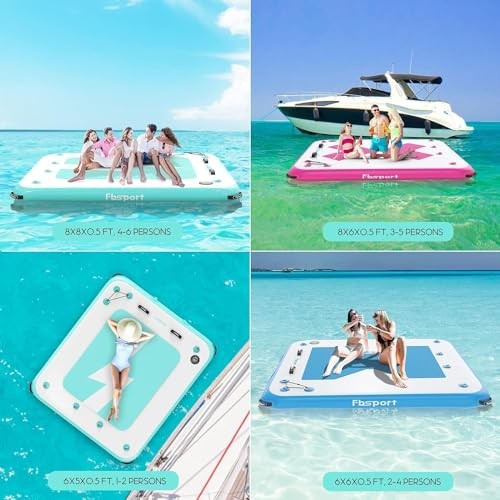  Inflatable Floating Dock, 10ft 8ft 6ft Inflatable Air Dock 8x6x0.5 ft Green