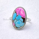 Cotton Candy Turquoise Gemstone 925 Sterling Silver Handmade Women Rings #550