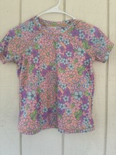 Wonder Nation Girls Swimsuit Short Sleeve Shirt Floral Size XL 14-16 Purple