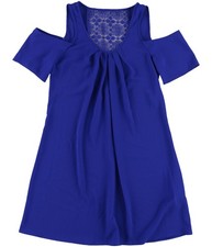 Sequin Hearts Womens Lace-Back Shift Dress, Blue, XX-Small