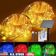 Solar Rope Lights Outdoor 33FT Waterproof Remote Control 18 Colors 8 Modes Timer