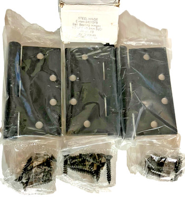 EMTEK 94015 FB 4.5  x 4.5  x 3.4mm SqCr 3 Pcs Flat Black Ball Bearing Hinges NOS