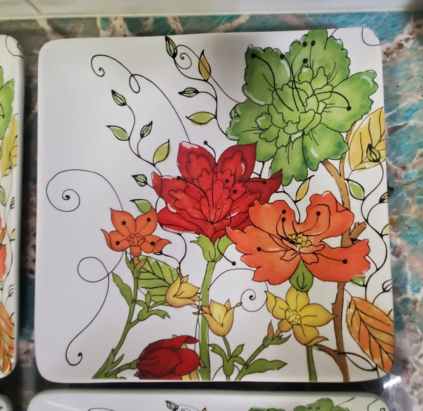 4 Certified International Mindy Sommers Color Bakery Collection Dinner Plates 