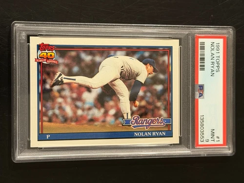 1991 TOPPS #1 NOLAN RYAN RANGERS HOF PSA 9 MINT