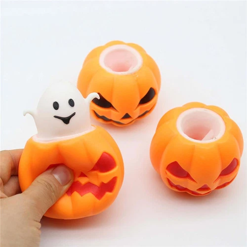 Pumpkin Head Squeeze Out Ghost Toy Venting Ball Anxiety Stress Relief Halloween - Picture 6 of 10