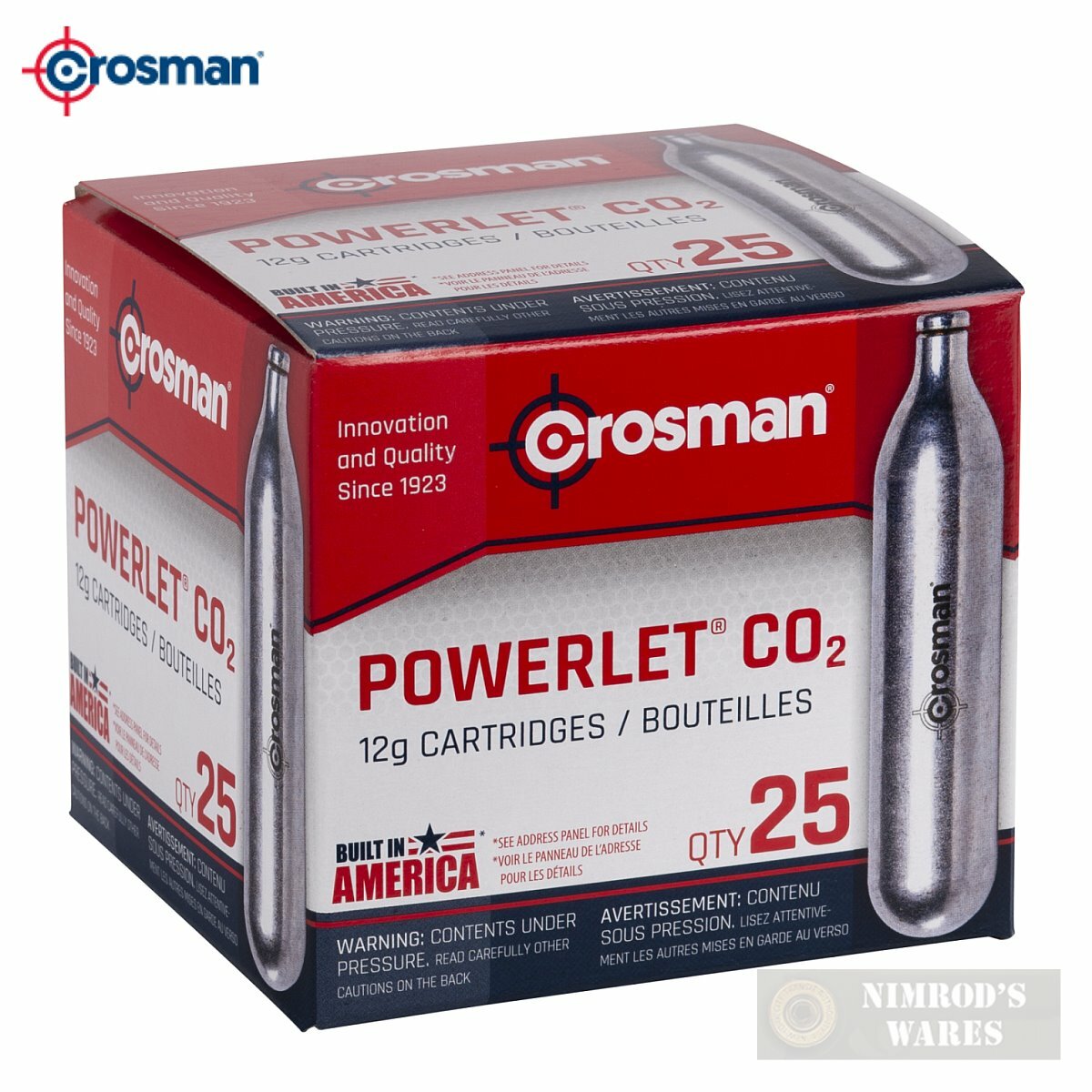 Crosman POWERLET CO2 CARTRIDGES 25-Count 12g Airgun Airsoft 2311