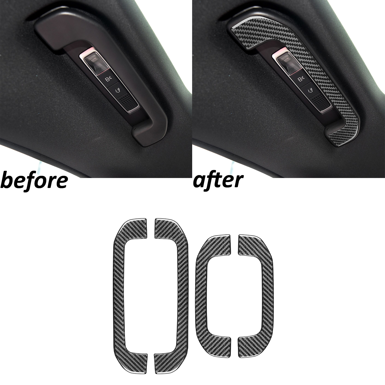 Real Carbon Fiber Interior Roof Handle Panel Trim For Benz S-Class W222 2013-20