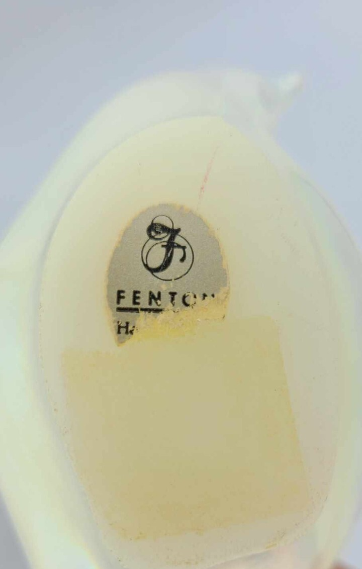 C.O.H Valenna 50S 3点 Craft One Happiness Vtg Fenton White Iridescent Bird of Happiness /w Porcelain Flower