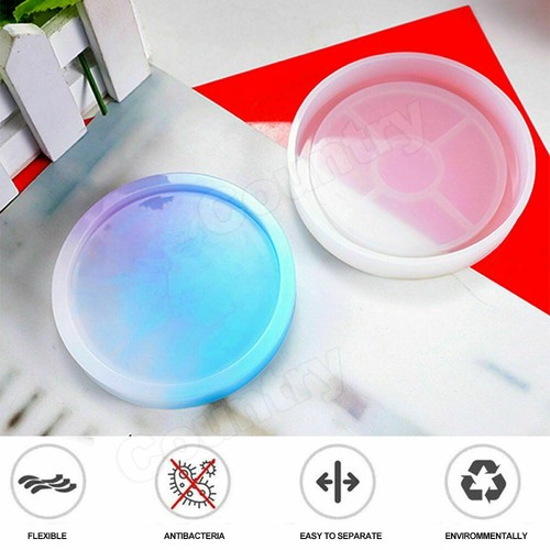 4PCS Coaster Cup Mat Mold Clear Round Mould for Craft DIY Epoxy Resin Casting - Picture 4 of 8