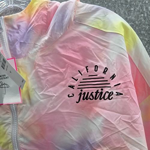 Justice Girls Anorak Jacket 20 Pink Tie Dye Windbreaker Hoodie 1/2 Zip NWT - Picture 4 of 11