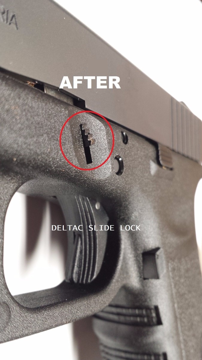 DELTAC® Extended Slide Lock release Lever Glock 17 19 20 21 22 23