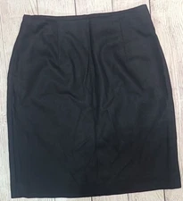 Vintage Emily John Meyer of Norwich Wool Skirt Women's 12 Black Lined Career