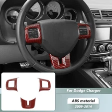 Red Carbon Fiber Steering Wheel Moulding Cover for Dodge Challenger Accessories