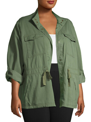 Plus Size Womens Utility Jacket Terra Sky Women's Plus Size Snap