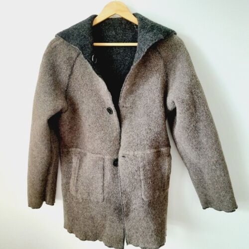 TALBOTS Reversible Alpaca Wool Hoodie Coat Jacket sz: Med - Picture 3 of 14