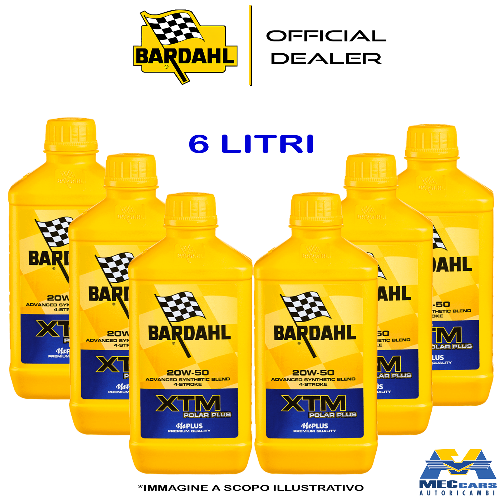 6 L LITRI BARDAHL XTM POLAR PLUS 20W50 OLIO MOTO 4 TEMPI API SN JASO MA-MA2 SYNT