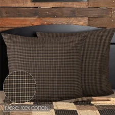 Kettle Grove Fabric EURO Plaid PILLOW SHAM 26x26 Khaki Black Country Farmhouse