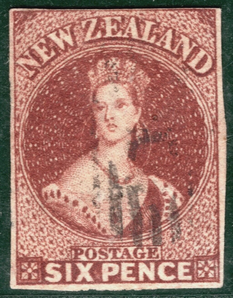 NEW ZEALAND QV Classic Chalon SG.43 6d Red-Brown CLEAR PROFILE Cat £150+ BBLUE44 - Image 4 of 4
