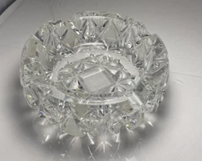 Ashtray Lead Crystal Heavy Mid Century Modern Clear MCM Diamond Cut
