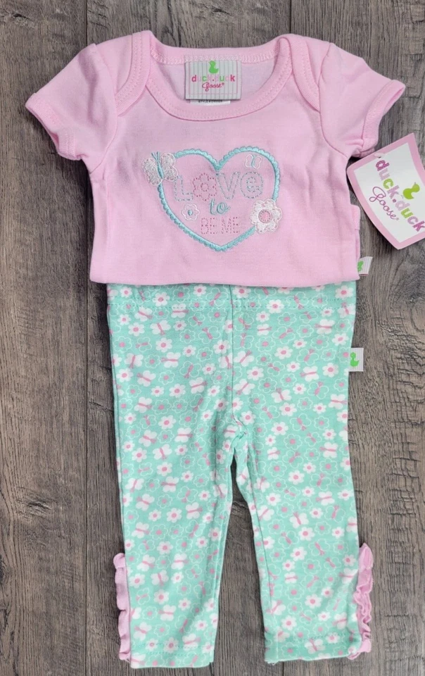 Ropa para bebé niña nuevo pato pato ganso 0-3 meses 2 piezas conjunto Love To Be Me Foto 2 de 3