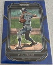 2023 Panini Prizm Baseball Phil Niekro Atlanta Braves Blue Cracked Ice Prizm 264