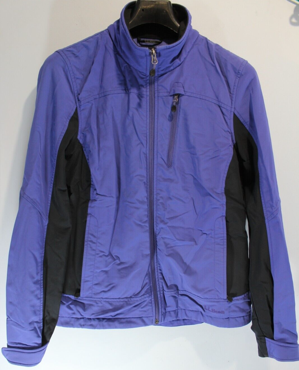 。 Women LL Bean Jacket Soft Shell Full Zip Purple Black Wind Rain