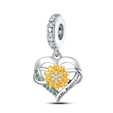 KUNSIR You are My Sunshine Sunflower Charm For European Bracelet Sterling Silver