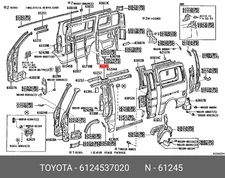 OE reinforcement, roof side rail, outer right, 6124537020 for Toyota 61245-37020