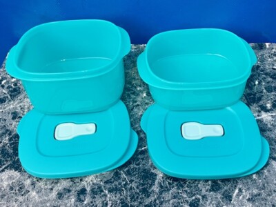 Tupperware Crystalwave Set of 2 Rectangles w/ Vent Tabs Different