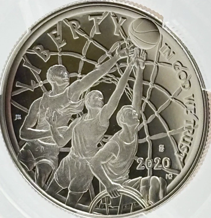 2020-S 50C Basketball Hall/Fame PCGS PR70DCAM Colorized Jerry West/sig #13392 - Image 3 of 4