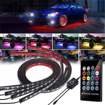 RGB LED Remote Strip Under Car Tube Underglow Underbody System Neon Light Kit US