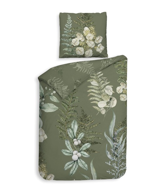 Heckett & Lane Twill BettwäSche 135X200 Nathan Green Beeren BlüTen GräSer Creme-image