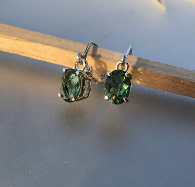 Sterling Silver Asscher Cut Natural Green Amethyst Stud Earrings 1.80TCW