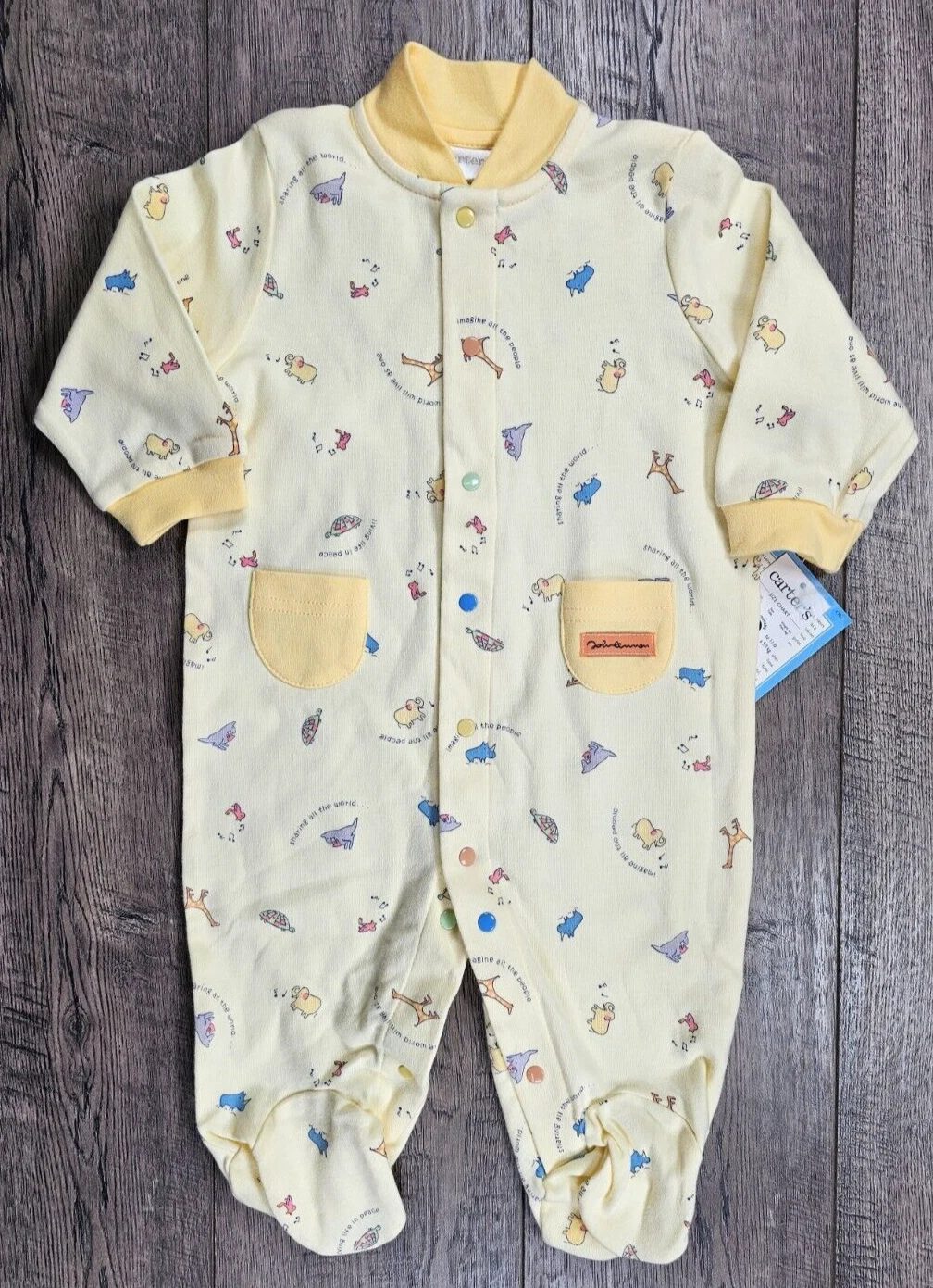Baby Girl Clothes New Vintage Carter's 3-6 Month Yellow John Lennon Outfit