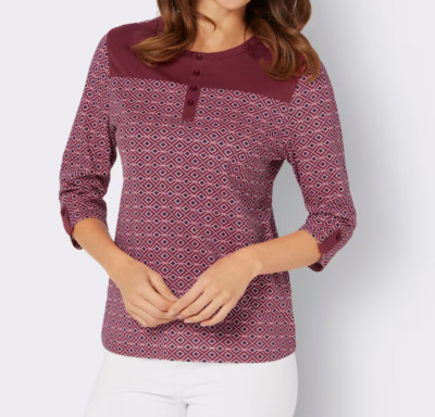 524163 Sieh an ! by Witt Weiden Damen Shirt bordeaux 3/4 Arm Gr. 38 - 56 Neu