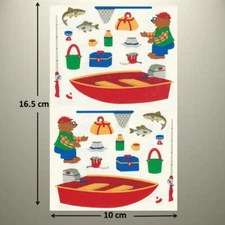 Mrs Grossman's Sticker - BEAR FISHING ROD, NET, FISH, BAIT, BOAT - UP TO 20% OFF