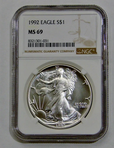 1992 - Silver American Eagle - NGC MS 69
