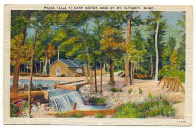 Camp Baxter Base Of Mt. Katahdin ME Linen Postcard Maine