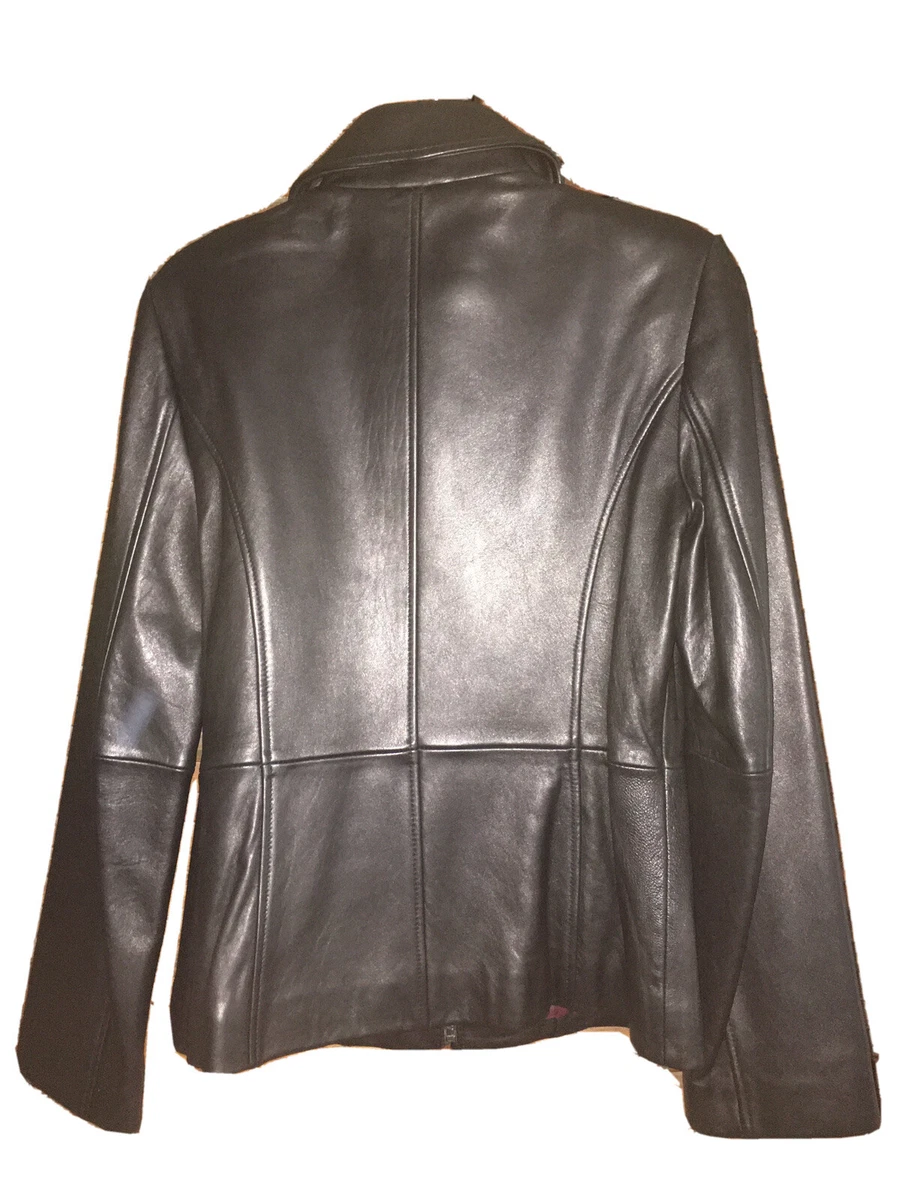 Liz claiborne black leather cheap jacket