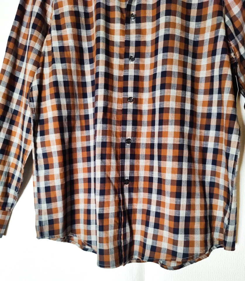 Camisa de vestir a cuadros con botones Alfani para hombre marrón multicolor talla MEDIANA NUEVA CON ETIQUETAS Foto 3 de 4