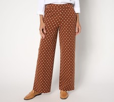 Isaac Mizrahi Live Regular 24/7 Stretch Printed Straight Pants Cognac Dot 14 Ne