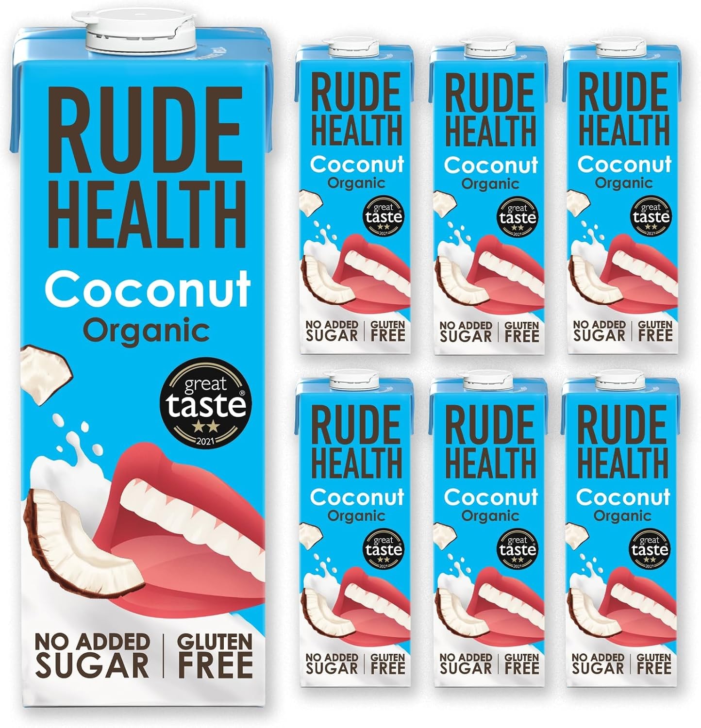 Rude Health 6 x 1 Litre Organic Coconut Dairy-Alt Milk, 100% Natural Organic Dr