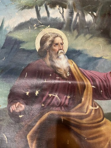Ancienne icône orthodoxe russe double face sur toile - Baptême du Christ Proph - Photo 10/20