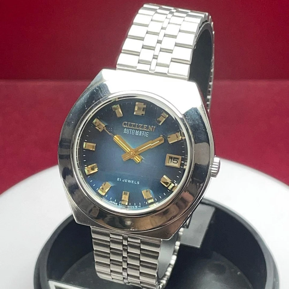 Citizen Automatic Vintage Watch 21 Jewels Blue Gradient Dial 9 Facet Glass - Image 4 of 4