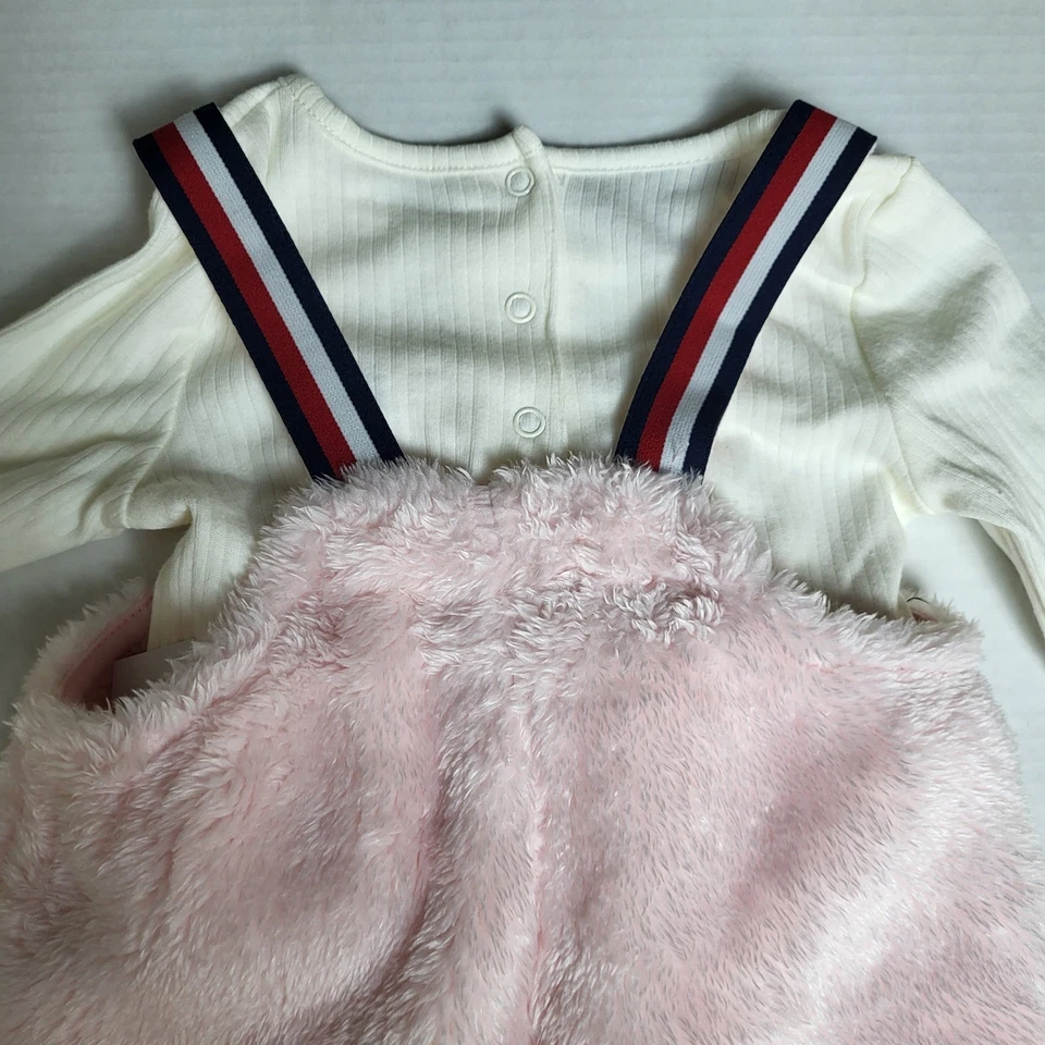 Tommy Hilfiger Bebé Niñas 18M Rosa Difuso Mono y Blanco Acanalado Manga Larga Conjunto Foto 4 de 4