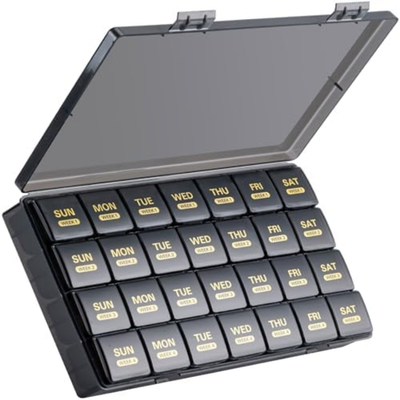 #ad #ad Large Monthly Pill Organizer 28 Days Portable One Month Pill Box Weekly Case $11.79