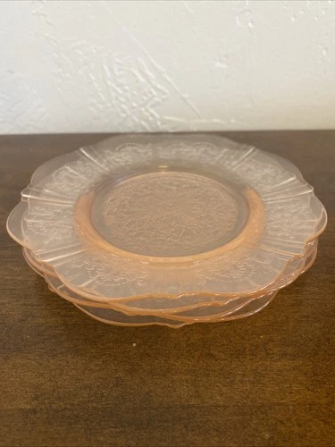 Vintage Pink Depression Glass Dessert/ Bread/saucer Plate Set of 4 Surface Wear