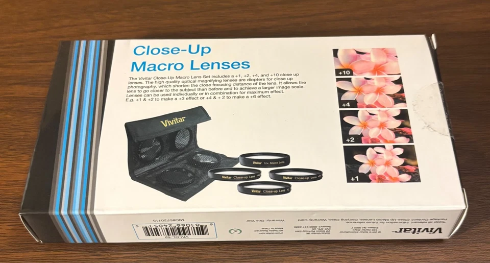 Vivitar 52mm 4pc HD Macro Close-Up Lens Filter Set +1 +2 +4 +10 w/ case- new/NIP - Image 2 of 3